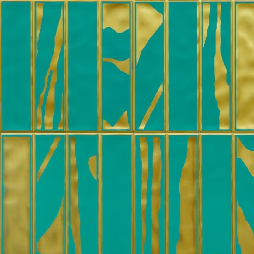 Ceramic Green and Gold Subway Wall Tile Code28892 (300x300mm, Metallic)