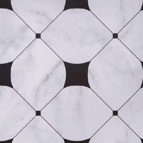Monochrome Geometric Matt Vitrified Moroccan Tile Code40241 600x600mm 4Pc Pack